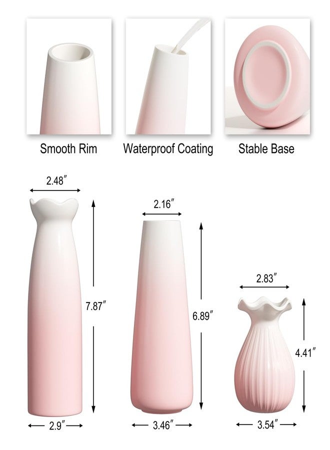 OERGKE 3-Pack Ceramic Vase with Painting Kit, Small vases for Flowers, Modern Rustic Boho Vases for Home Living Room Farmhouse Decor Dining Table Bedroom Table and Kitchen Shelf (Pink) - Image 2